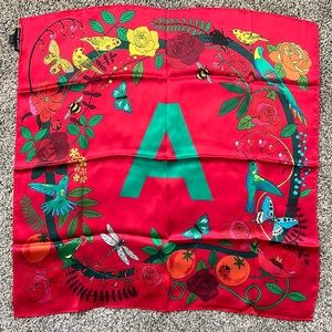 Anthropologie Collaboration with Karen Mabon initial “A” Silk Scarf.